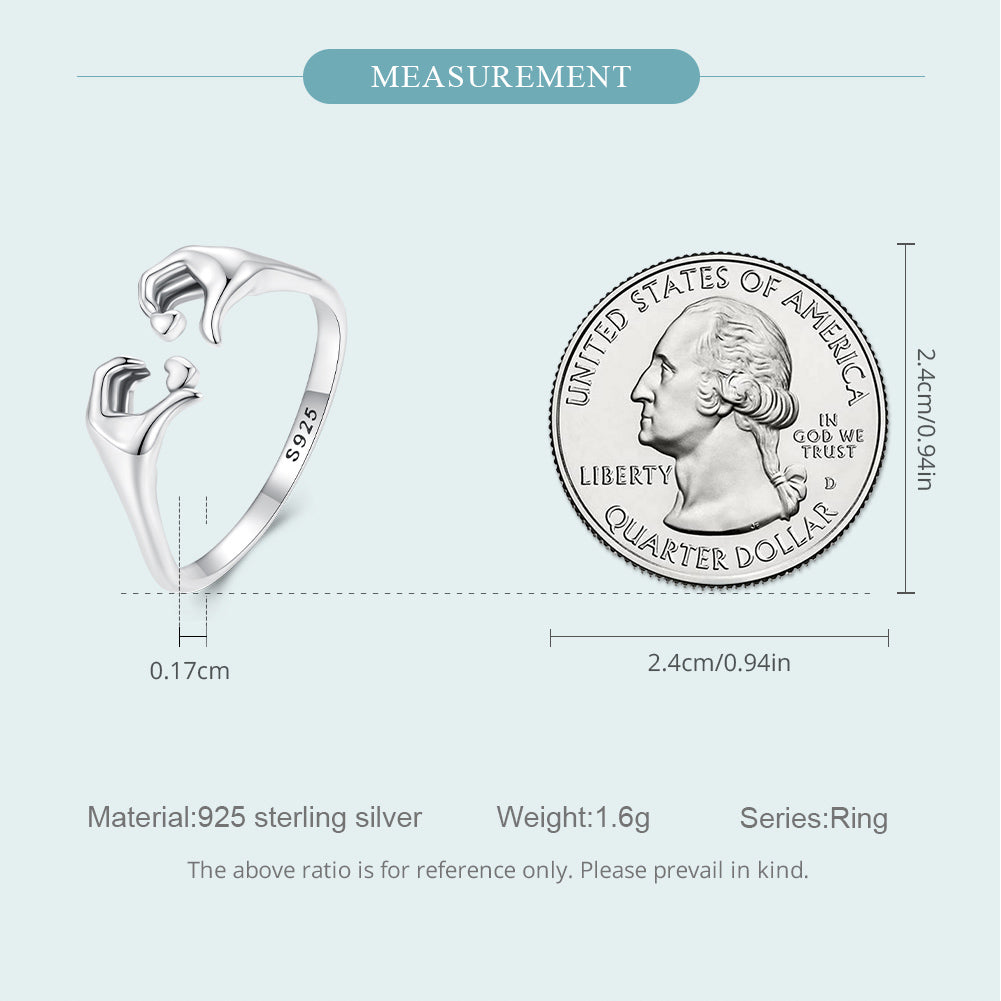 "Sylvory 925 Sterling Silver Gestural Love Ring"