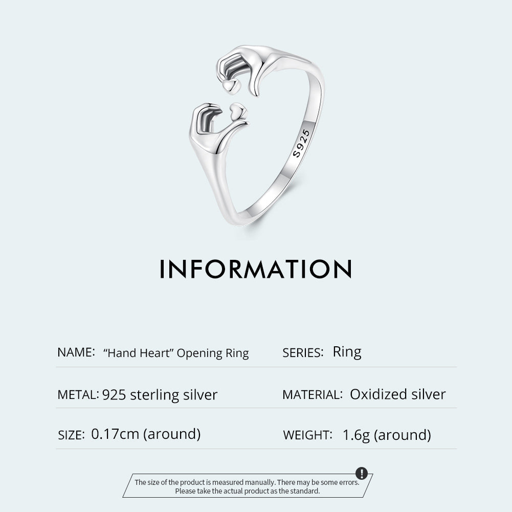 "Sylvory 925 Sterling Silver Gestural Love Ring"