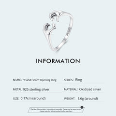 "Sylvory 925 Sterling Silver Gestural Love Ring"