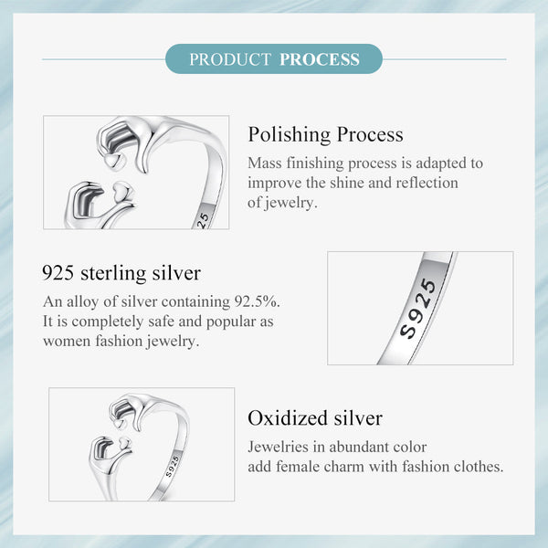 "Sylvory 925 Sterling Silver Gestural Love Ring"