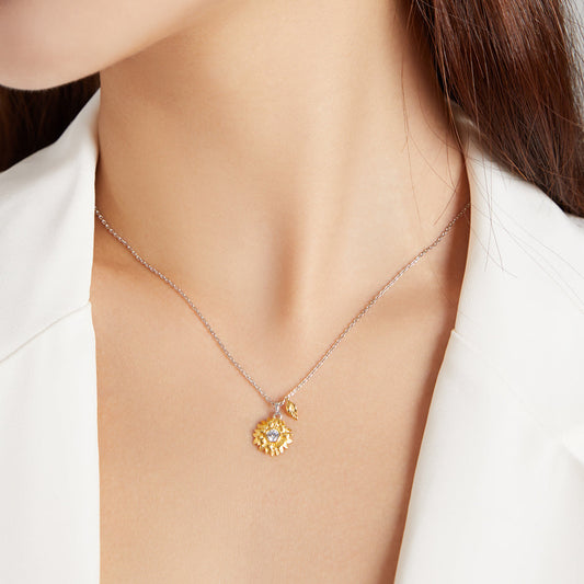 "Sylvory 925 Sterling Silver Golden Blooms Necklace"