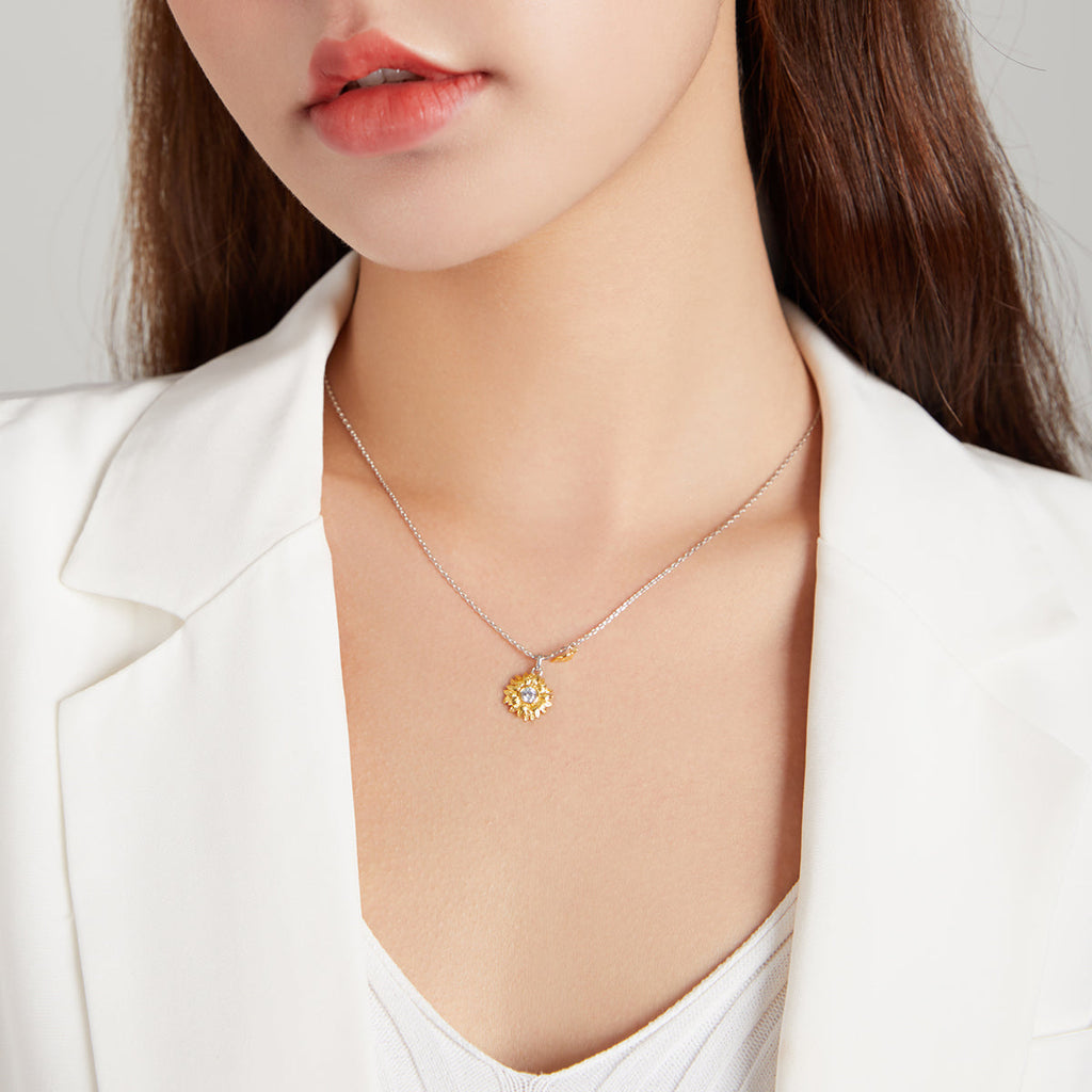 "Sylvory 925 Sterling Silver Golden Blooms Necklace"