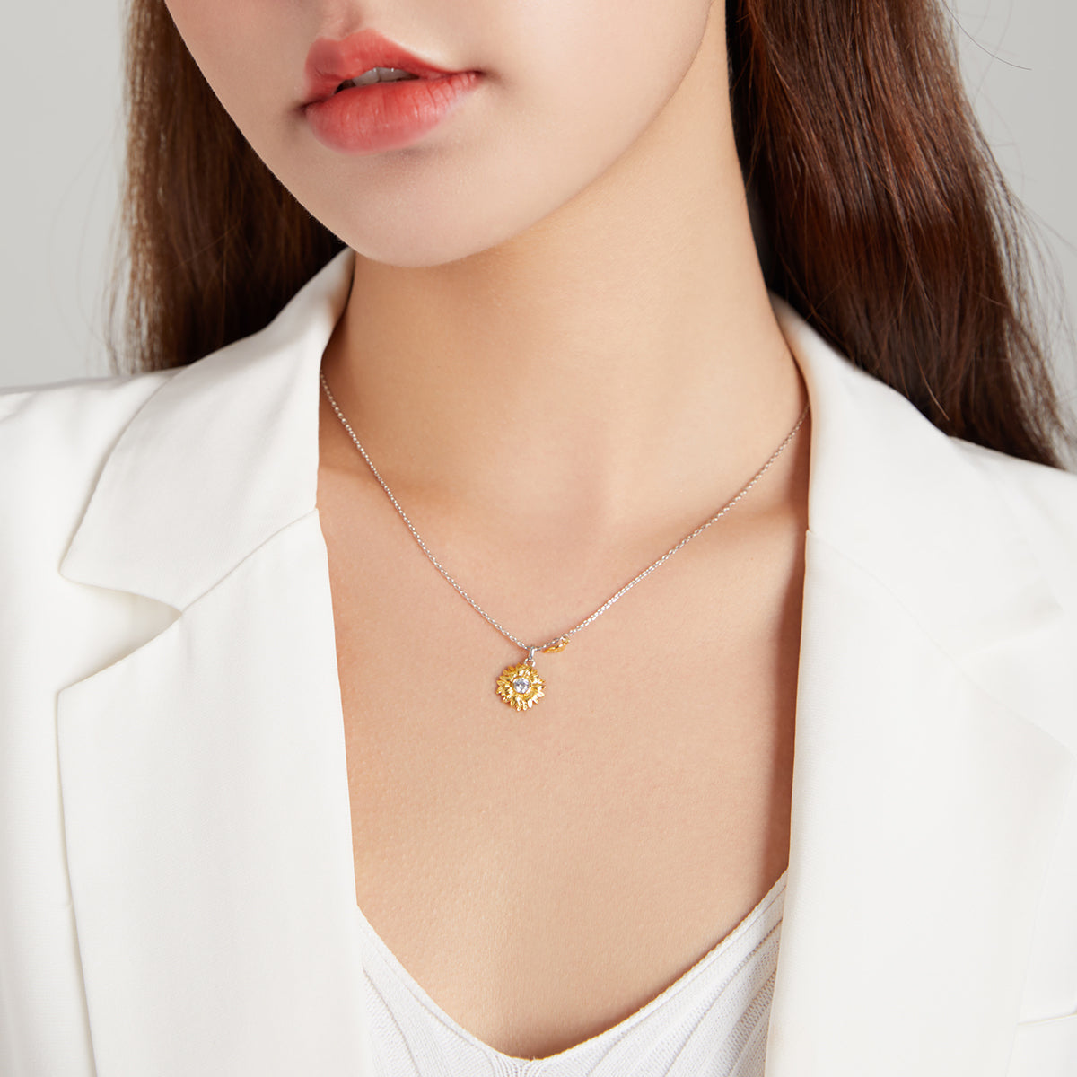 "Sylvory 925 Sterling Silver Golden Blooms Necklace"