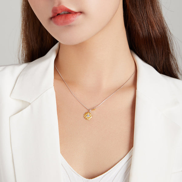 "Sylvory 925 Sterling Silver Golden Blooms Necklace"