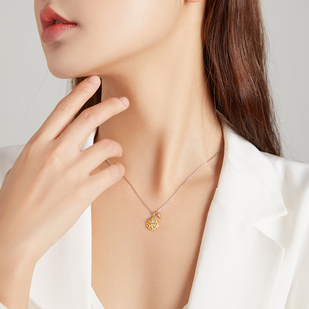 "Sylvory 925 Sterling Silver Golden Blooms Necklace"