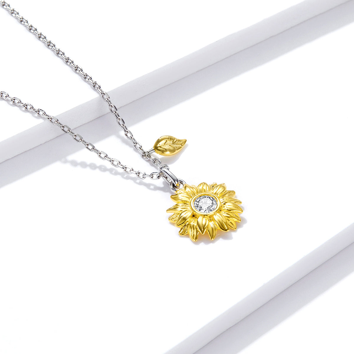 "Sylvory 925 Sterling Silver Golden Blooms Necklace"