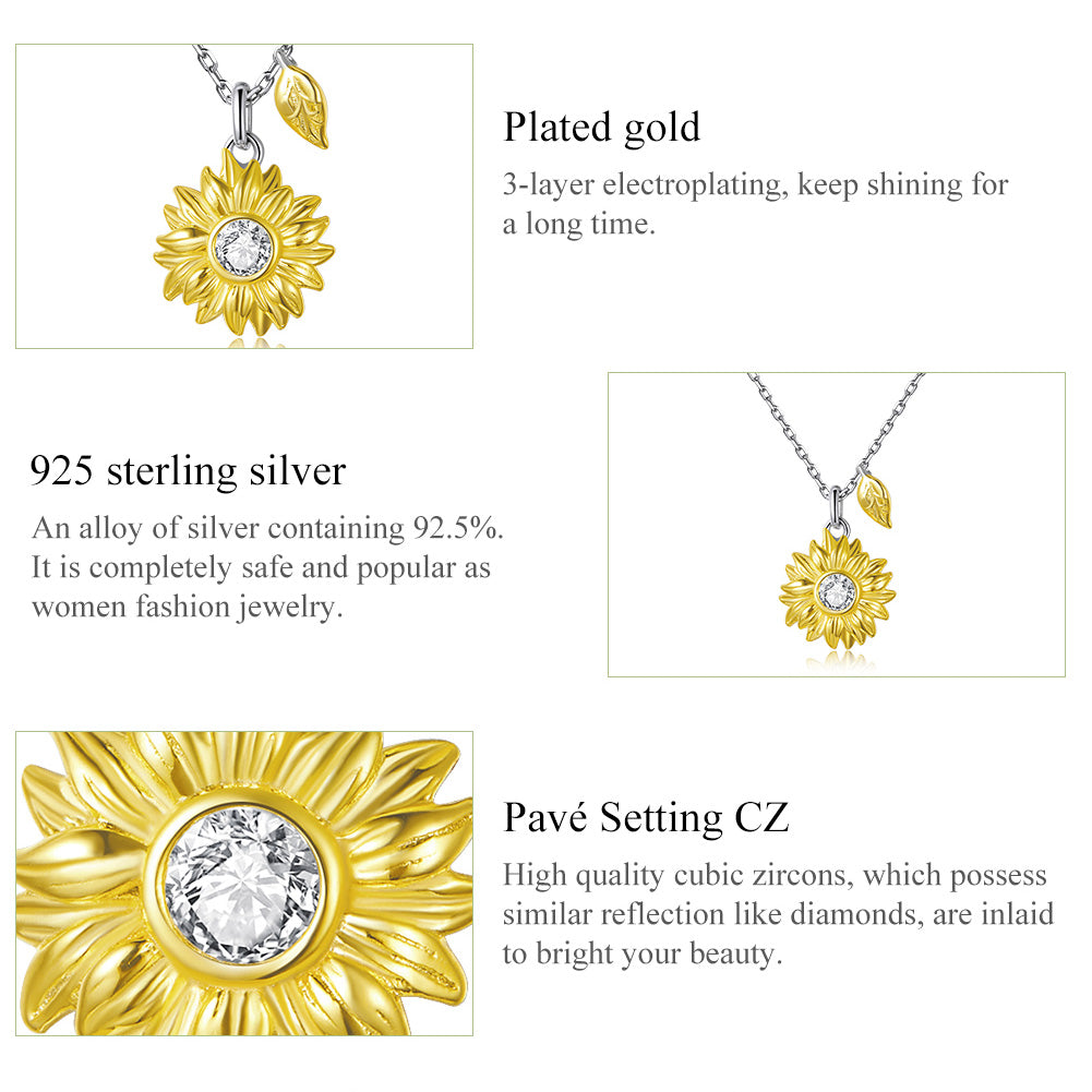 "Sylvory 925 Sterling Silver Golden Blooms Necklace"