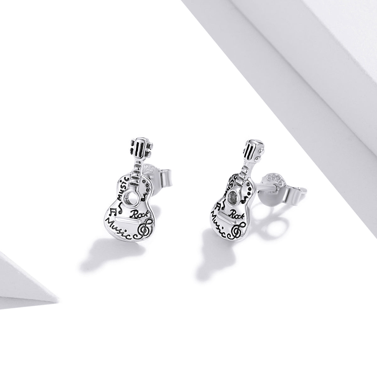 "Sylvory 925 Sterling Silver Guitar Groove Studs"
