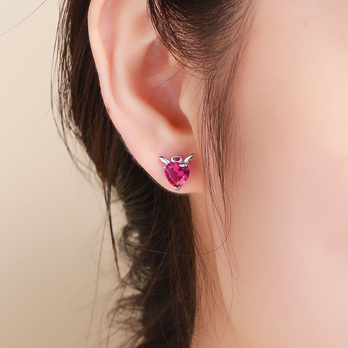 Silver Halo and Horns Studs Secondary image