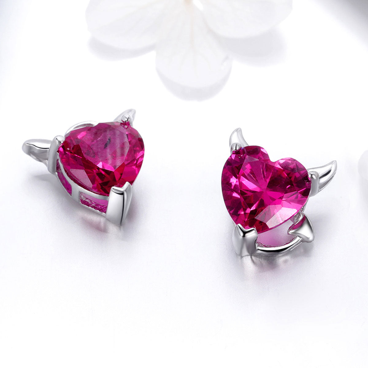 "Sylvory 925 Sterling Silver Halo and Horns Studs"