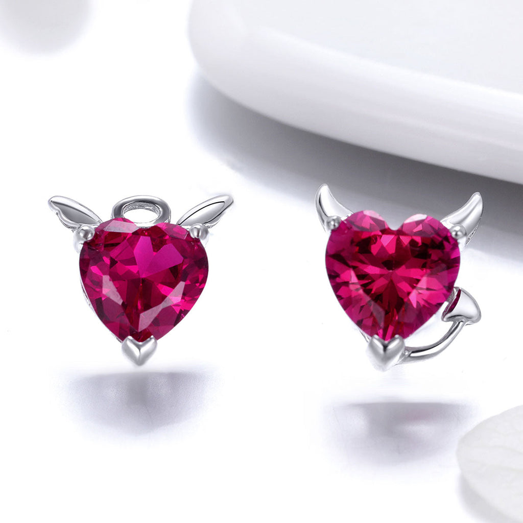 "Sylvory 925 Sterling Silver Halo and Horns Studs"