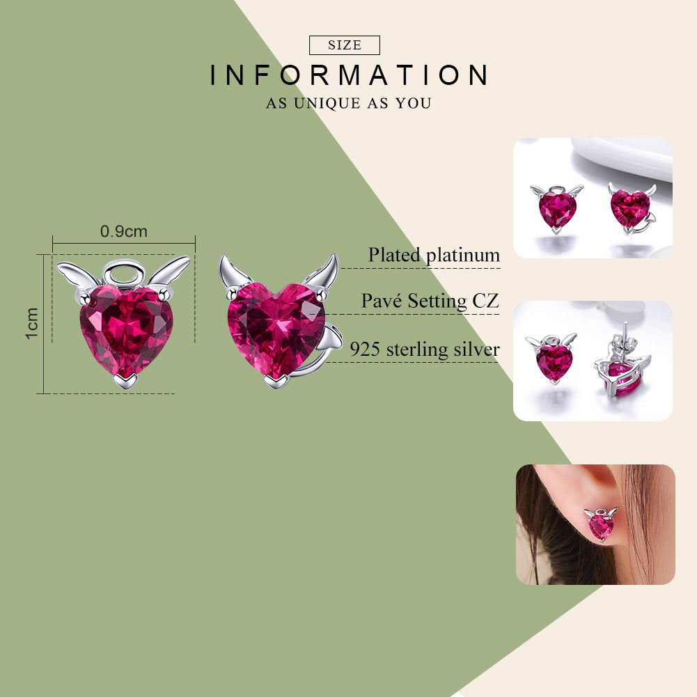 "Sylvory 925 Sterling Silver Halo and Horns Studs"