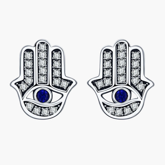 "Sylvory 925 Sterling Silver Hamsa Harmony Studs"