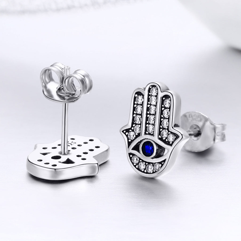 "Sylvory 925 Sterling Silver Hamsa Harmony Studs"