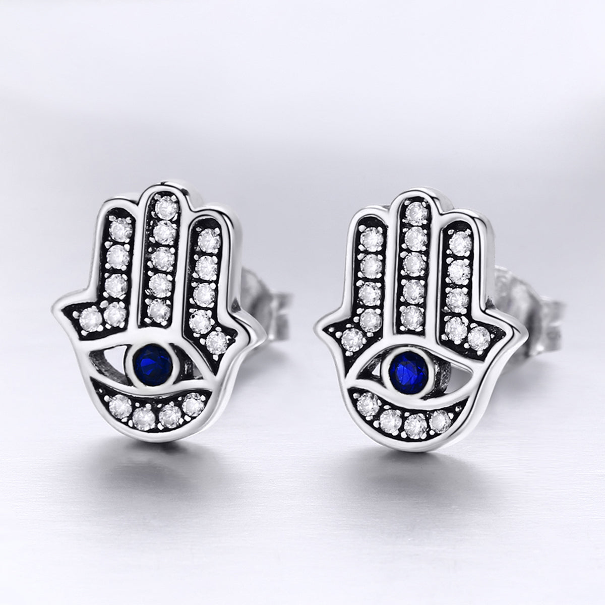 "Sylvory 925 Sterling Silver Hamsa Harmony Studs"