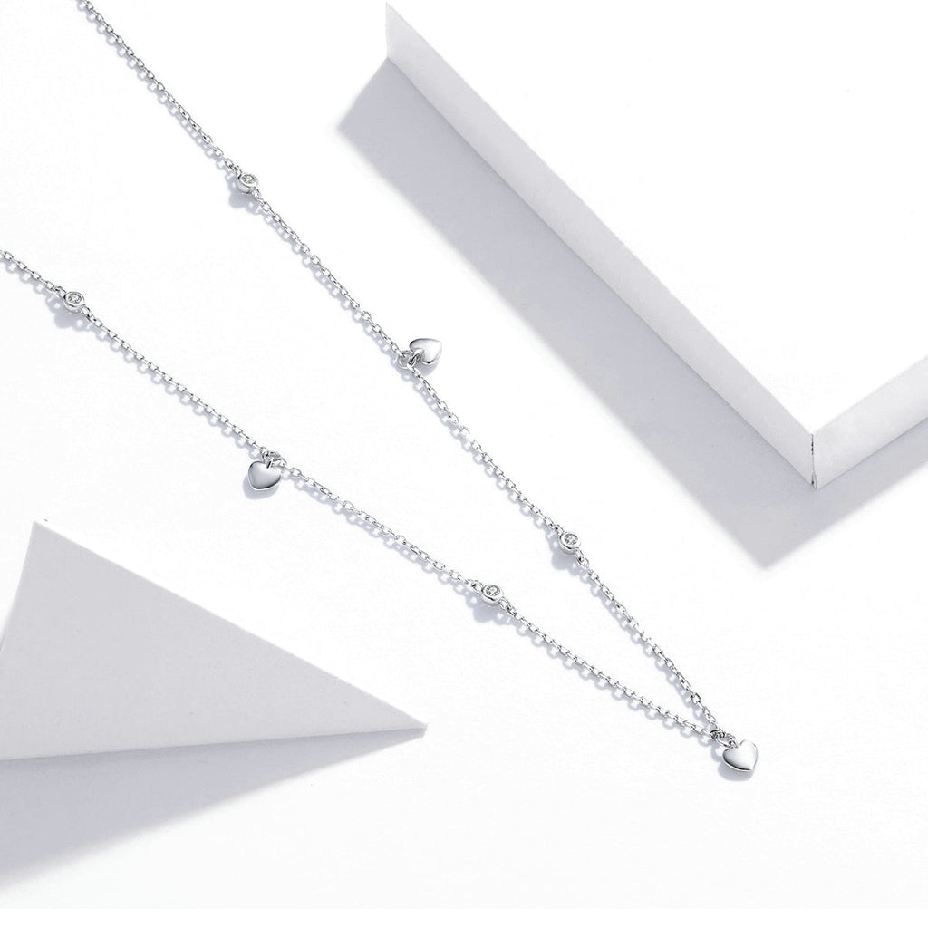 "Sylvory 925 Sterling Silver Heart Cascade Necklace"