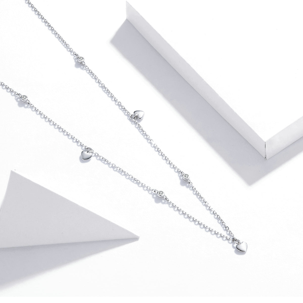 "Sylvory 925 Sterling Silver Heart Cascade Necklace"