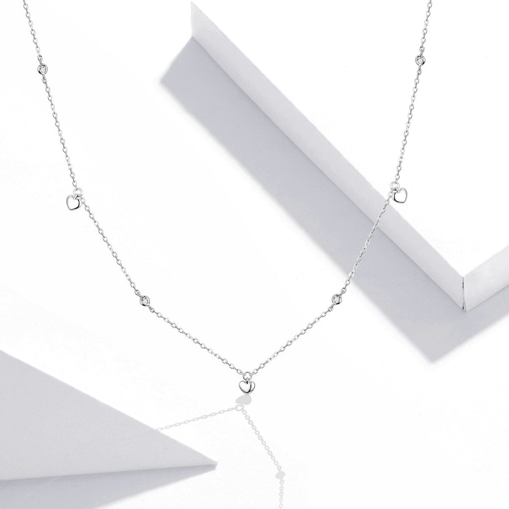 "Sylvory 925 Sterling Silver Heart Cascade Necklace"