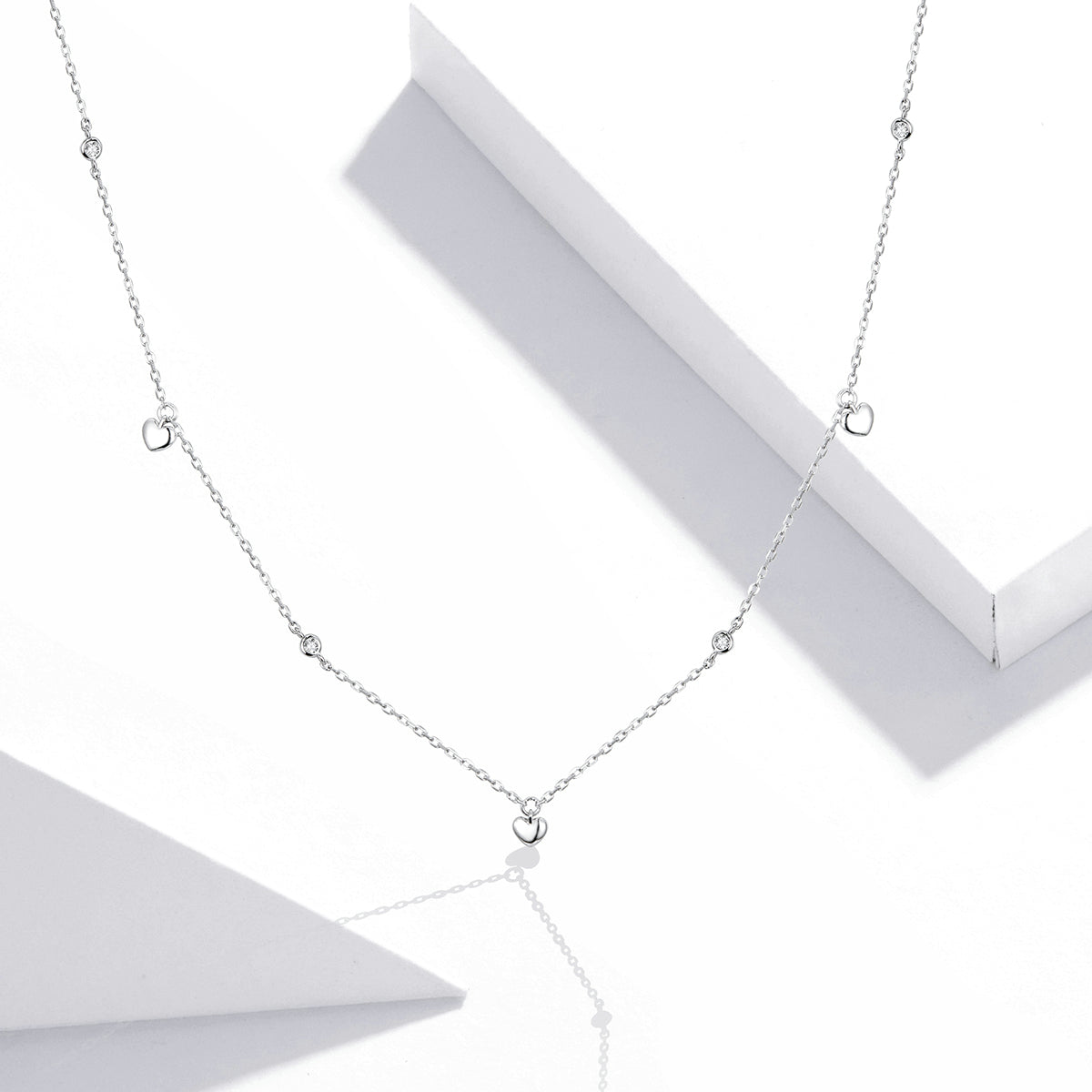 "Sylvory 925 Sterling Silver Heart Cascade Necklace"