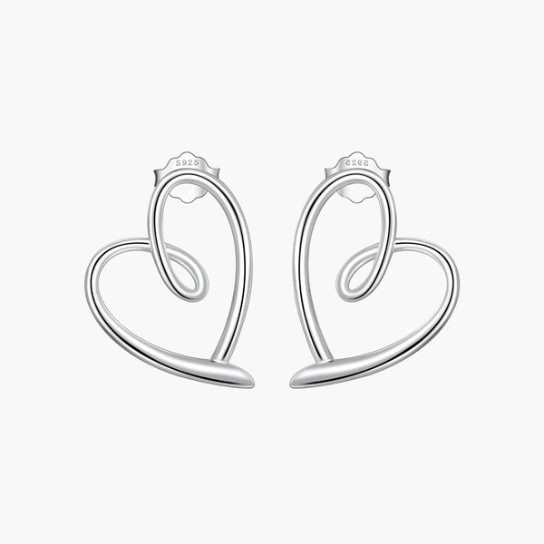 Silver Heart Halo Studs in 925 Sterling Silver by Sylvory