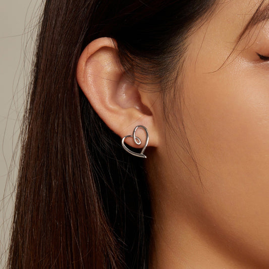 "Sylvory 925 Sterling Silver Heart Halo Studs"