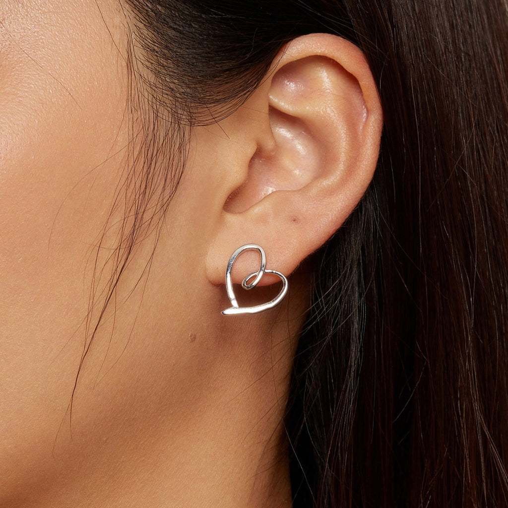 "Sylvory 925 Sterling Silver Heart Halo Studs"