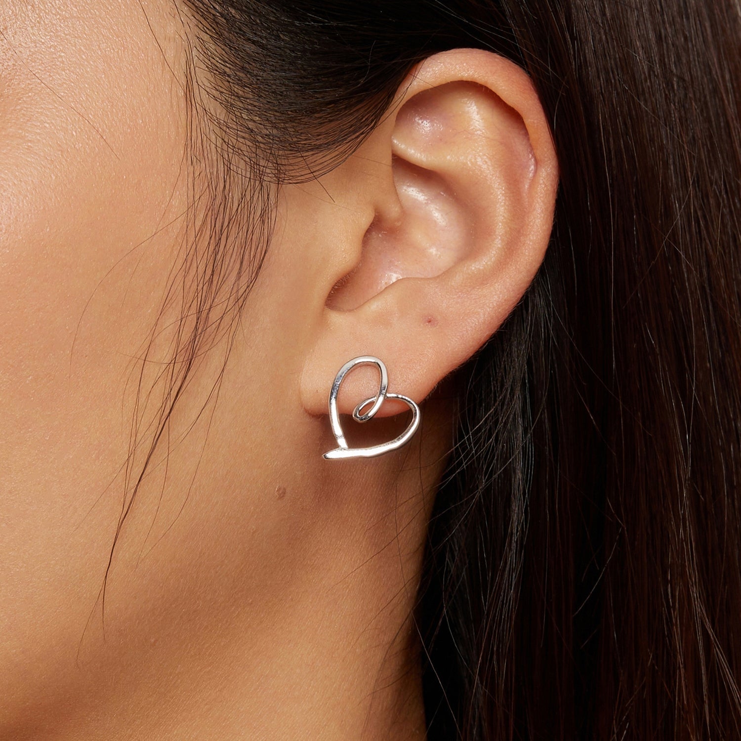 "Sylvory 925 Sterling Silver Heart Halo Studs"