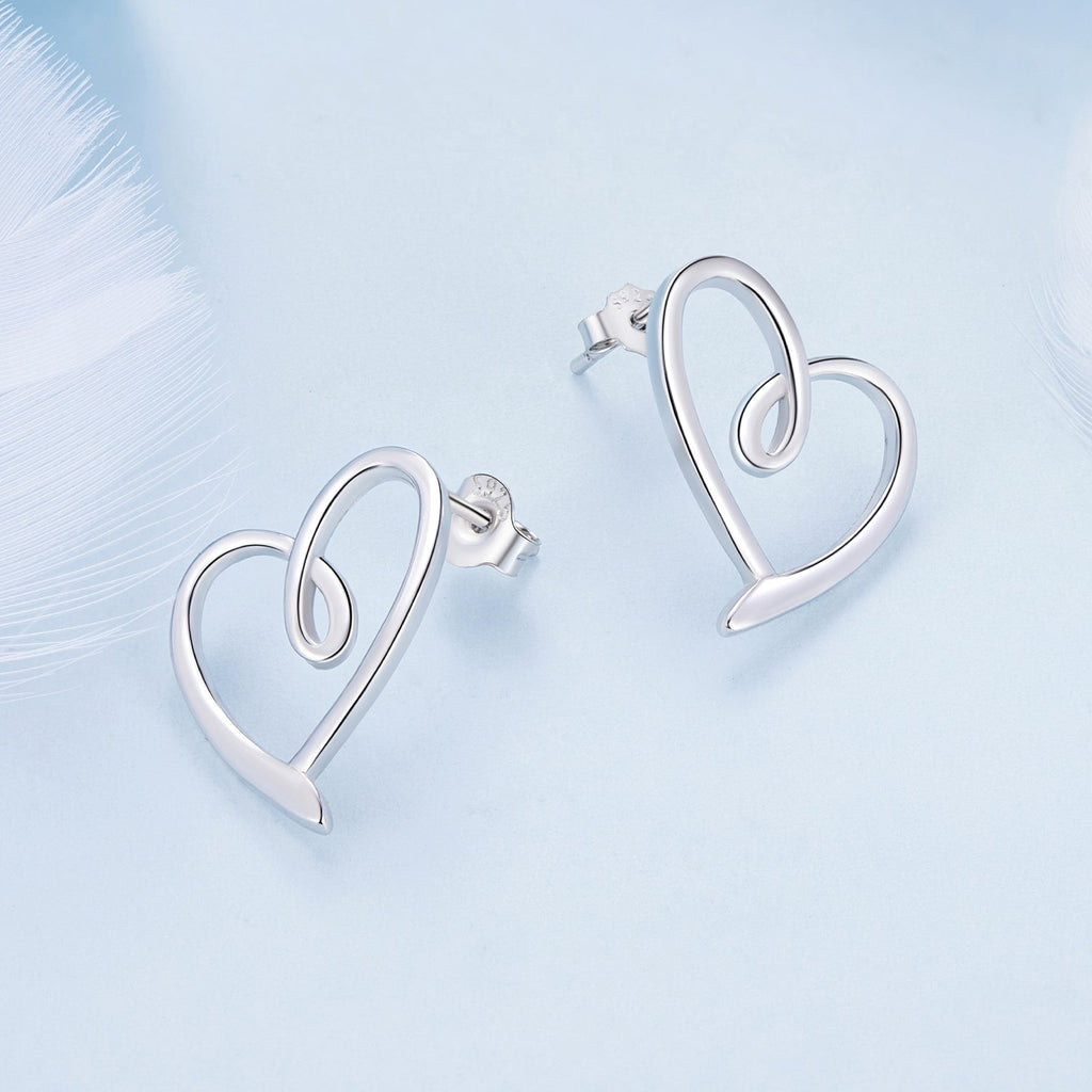 "Sylvory 925 Sterling Silver Heart Halo Studs"