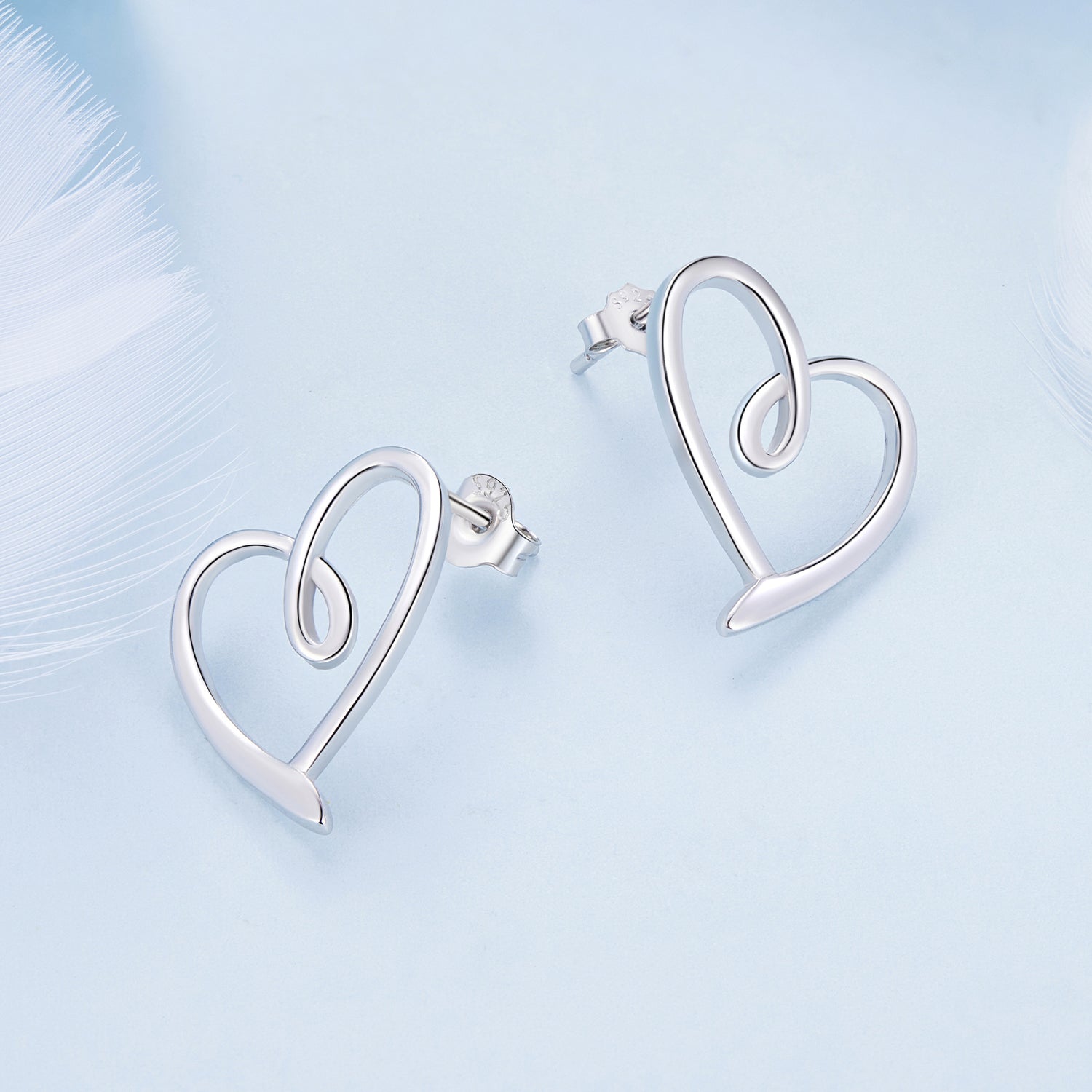"Sylvory 925 Sterling Silver Heart Halo Studs"