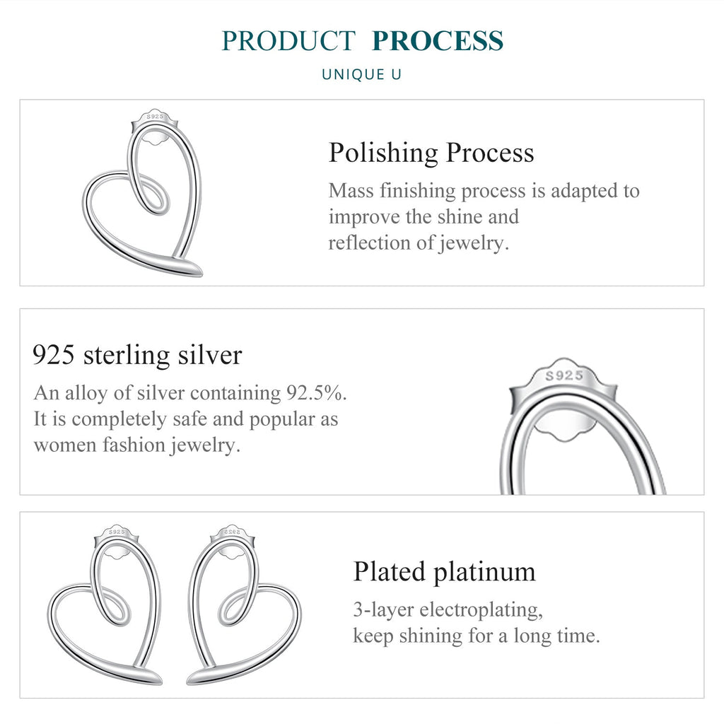 "Sylvory 925 Sterling Silver Heart Halo Studs"
