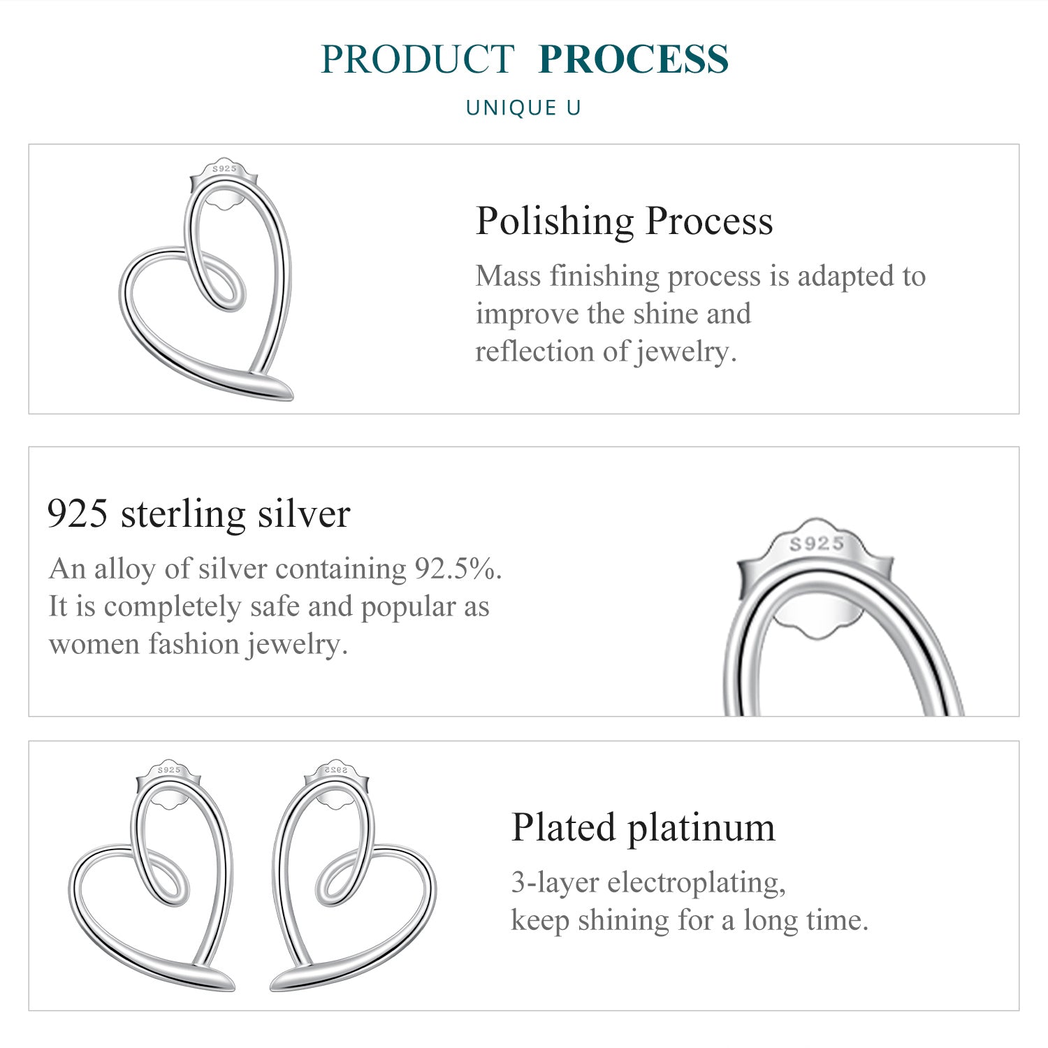 "Sylvory 925 Sterling Silver Heart Halo Studs"