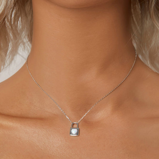 "Sylvory 925 Sterling Silver Heart Lock Necklace"