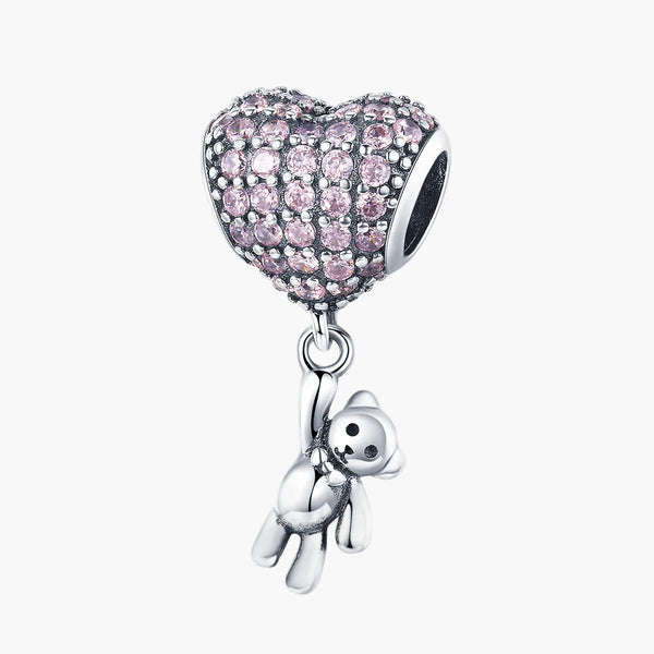 Silver Heartbound Bear Dangler Charm in 925 Sterling Silver by Sylvory