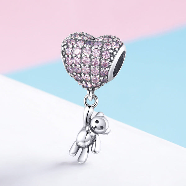 "Sylvory 925 Sterling Silver Heartbound Bear Dangler Charm"
