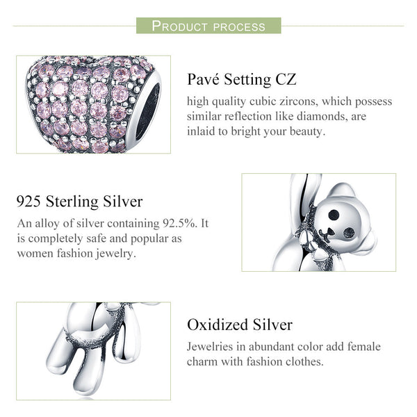"Sylvory 925 Sterling Silver Heartbound Bear Dangler Charm"