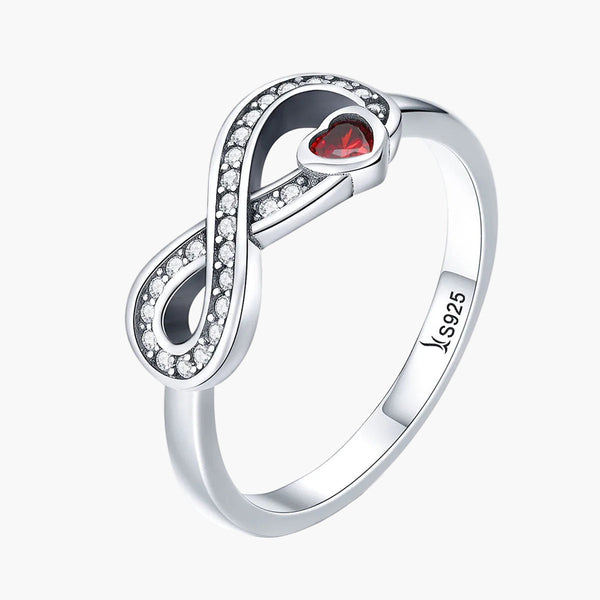 Silver Heartbound Infinity Ring in 925 Sterling Silver by Sylvory