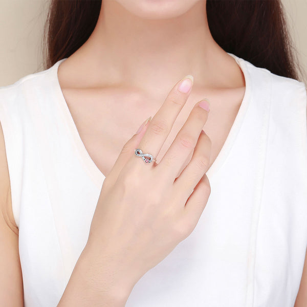 "Sylvory 925 Sterling Silver Heartbound Infinity Ring"