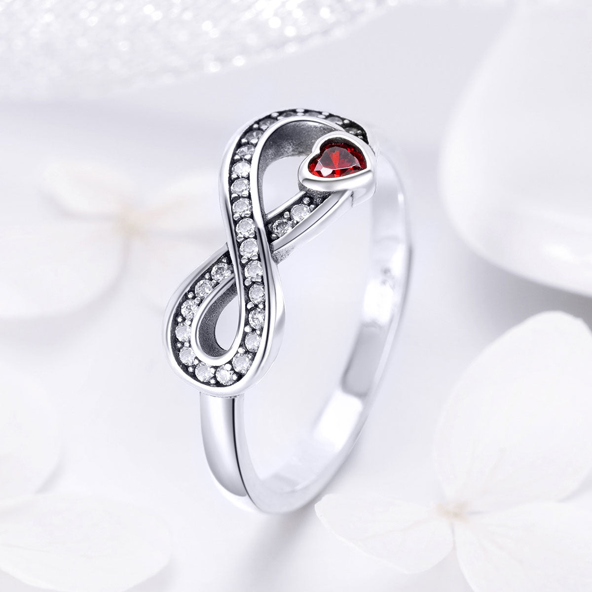 "Sylvory 925 Sterling Silver Heartbound Infinity Ring"