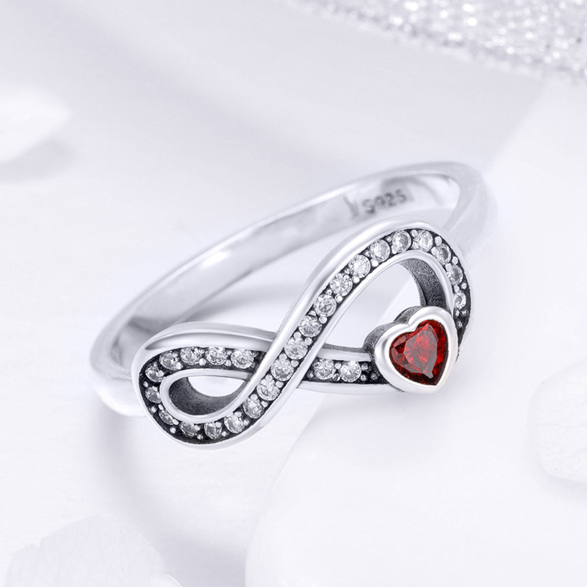 "Sylvory 925 Sterling Silver Heartbound Infinity Ring"