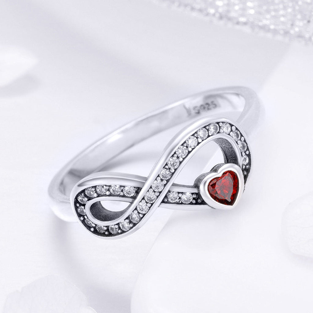 "Sylvory 925 Sterling Silver Heartbound Infinity Ring"