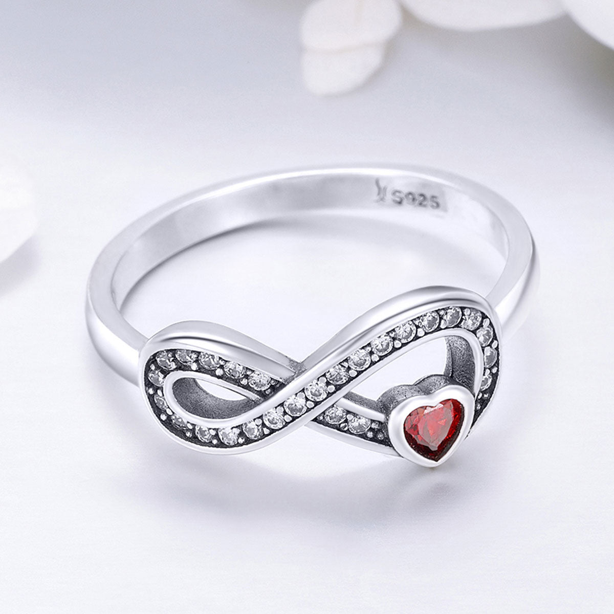 "Sylvory 925 Sterling Silver Heartbound Infinity Ring"
