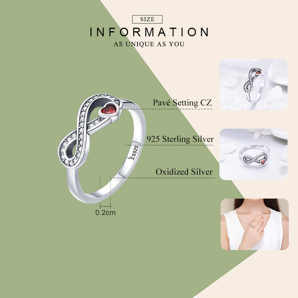 "Sylvory 925 Sterling Silver Heartbound Infinity Ring"
