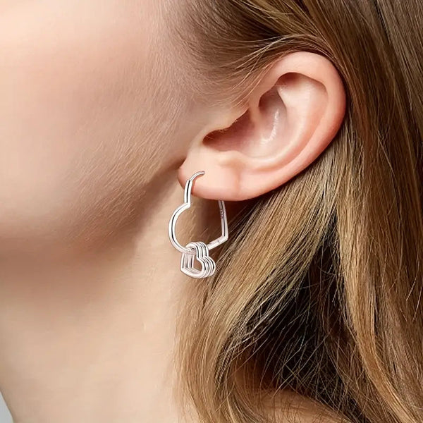 "Sylvory 925 Sterling Silver Heartlink Hoop Charm Keeper Earring"
