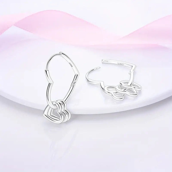 "Sylvory 925 Sterling Silver Heartlink Hoop Charm Keeper Earring"