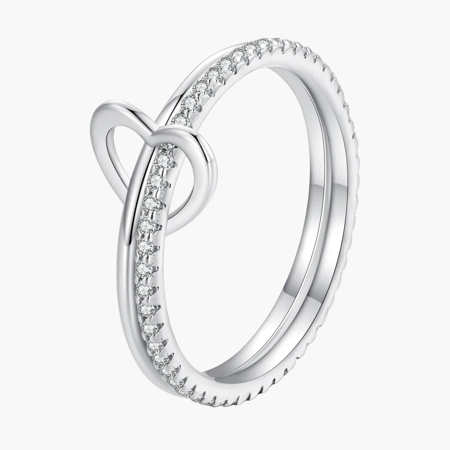 "Sylvory 925 Sterling Silver Heartlock Duo Ring" Main image