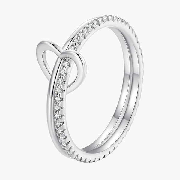 Silver Heartlock Duo Ring in 925 Sterling Silver by Sylvory