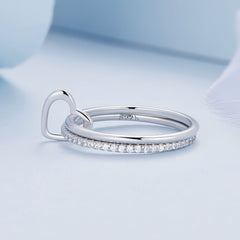 "Sylvory 925 Sterling Silver Heartlock Duo Ring"