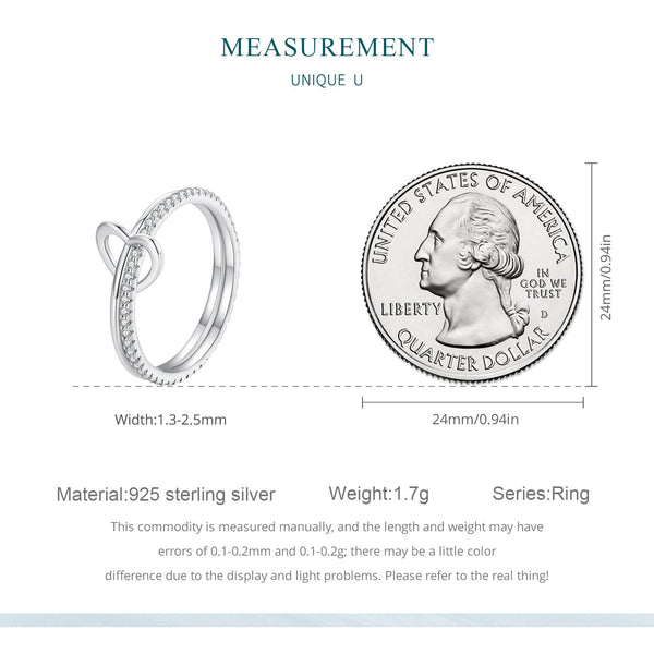 "Sylvory 925 Sterling Silver Heartlock Duo Ring"