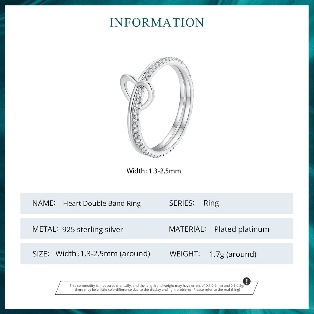 "Sylvory 925 Sterling Silver Heartlock Duo Ring"