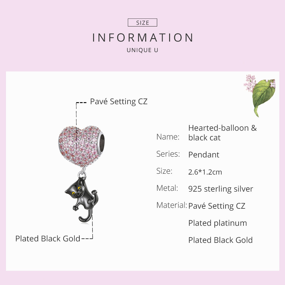 "Sylvory 925 Sterling Silver Heartstrings Purrfection Cat Charm"